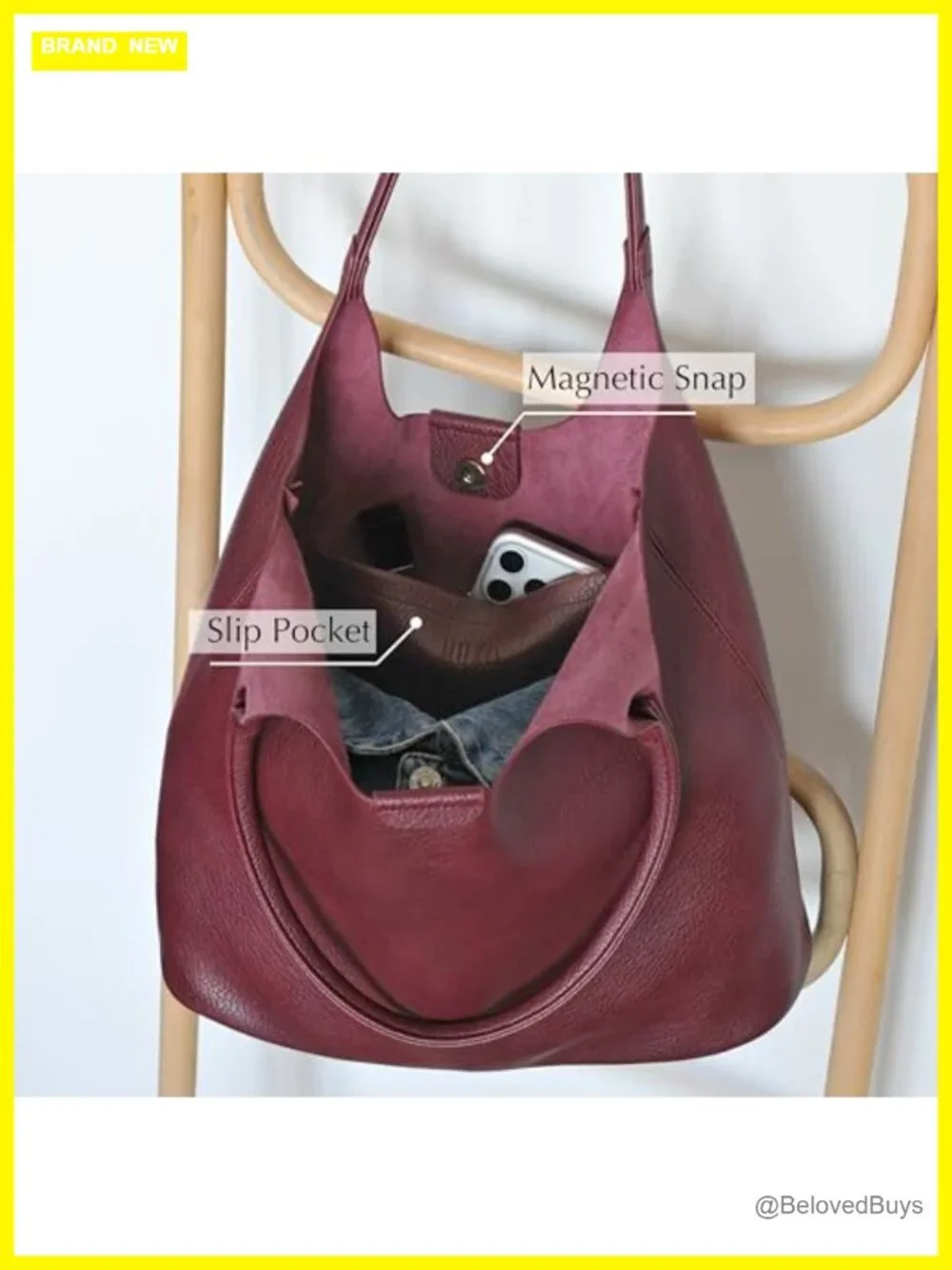 Soft Vegan Leather Tote Bag Hobo Handbag Purse for Travel